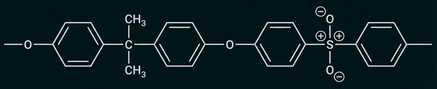 Strukturformelausschnitt Polysulfon-Molekül