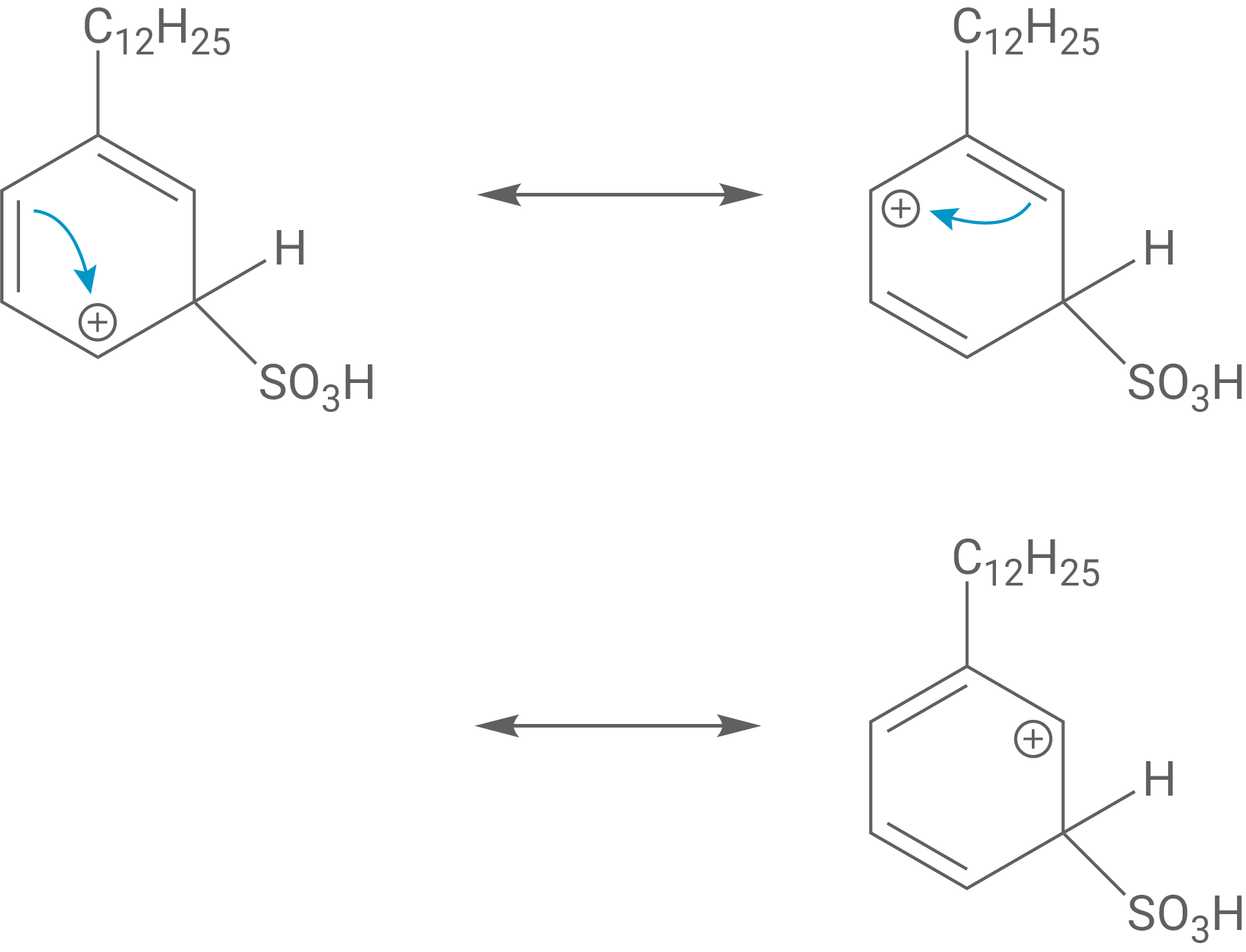Alkylbenzolsulfonat mesomere Grenzstrukturen des Sigma-Komplexes bei meta-Stellung der Substituenten Mobile