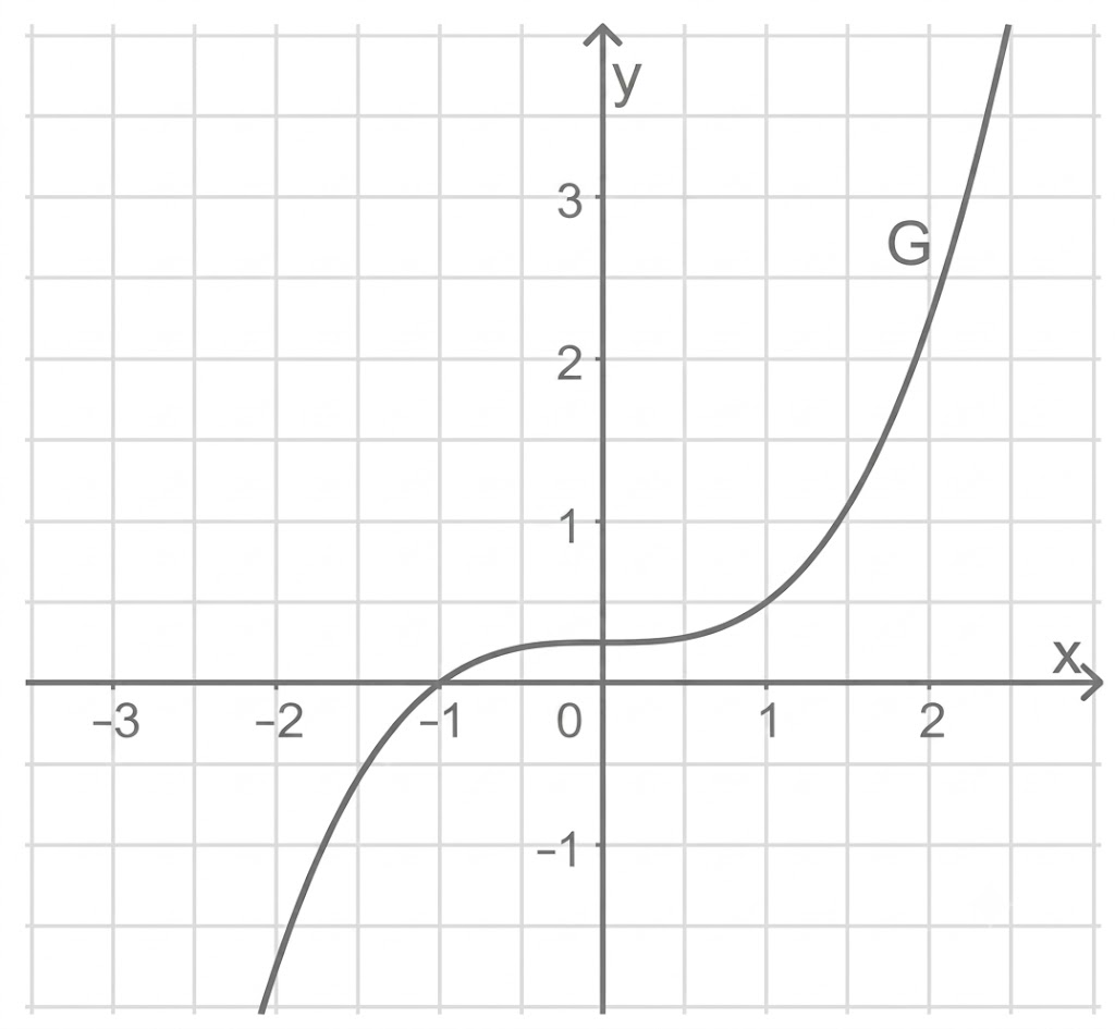 Koordinatensystem mit eingezeichneter steigender Kurve G und beschrifteten Achsen x und y