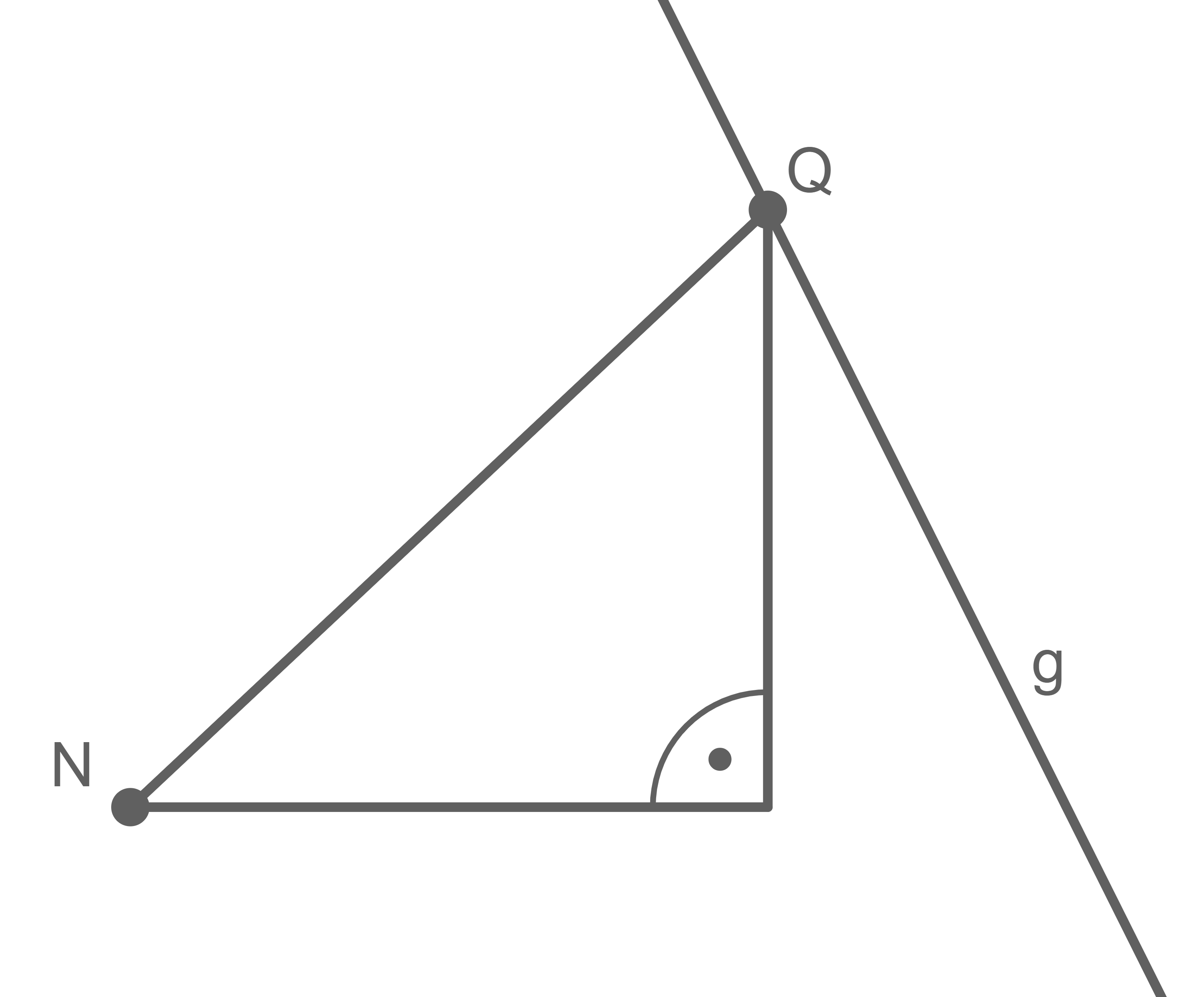 Geometrische Darstellung eines rechtwinkligen Dreiecks mit beschrifteten Punkten und einer Linie.