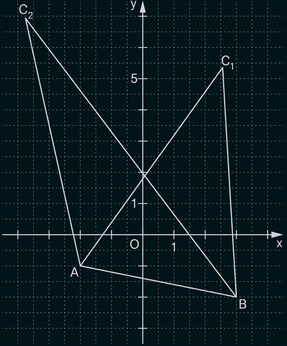Koordinatensystem mit einem Dreieck und den Punkten A, B, C1 und C2.