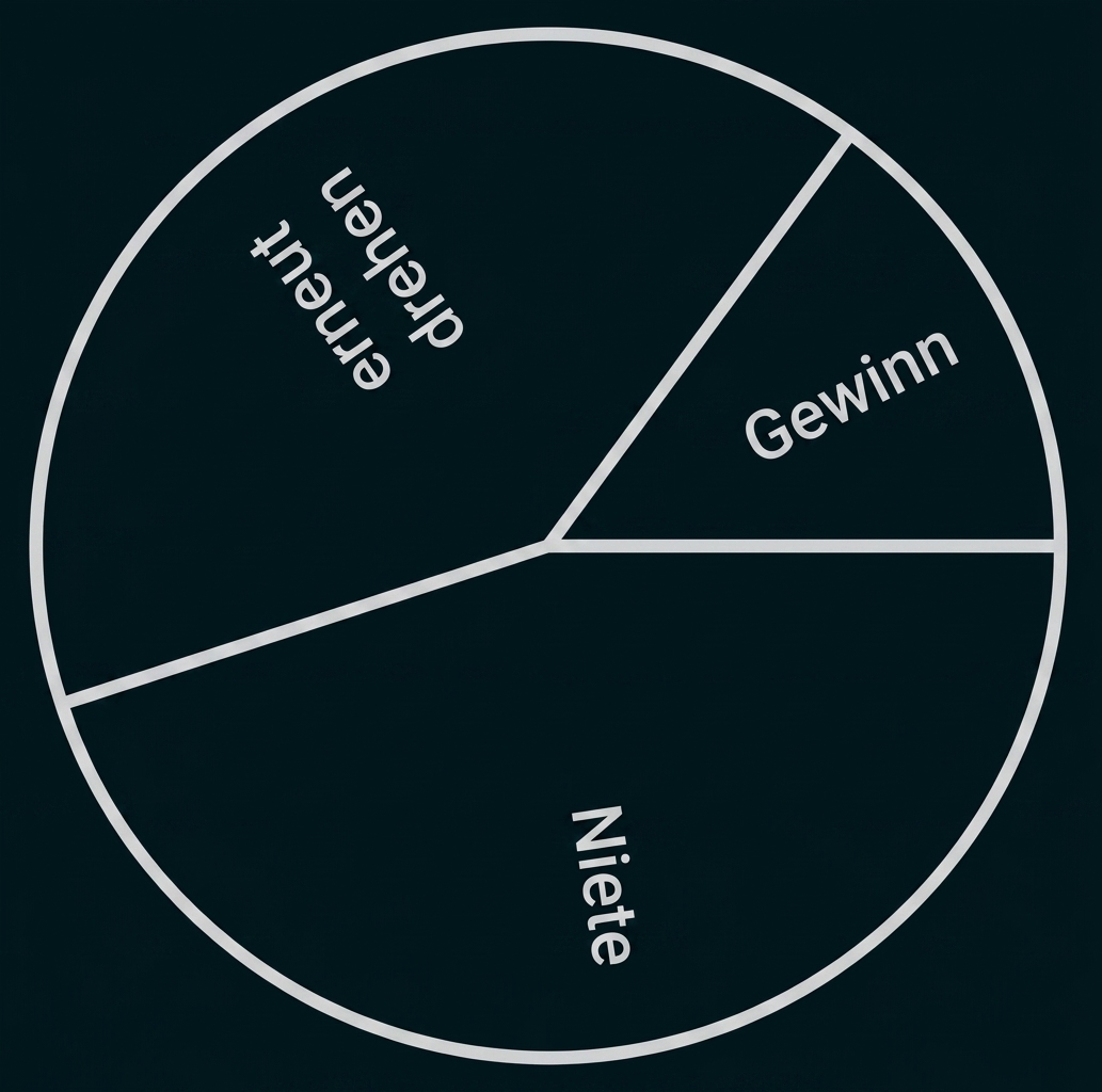 Kreisdiagramm mit den Bereichen Gewinn, Verlust und Niete.