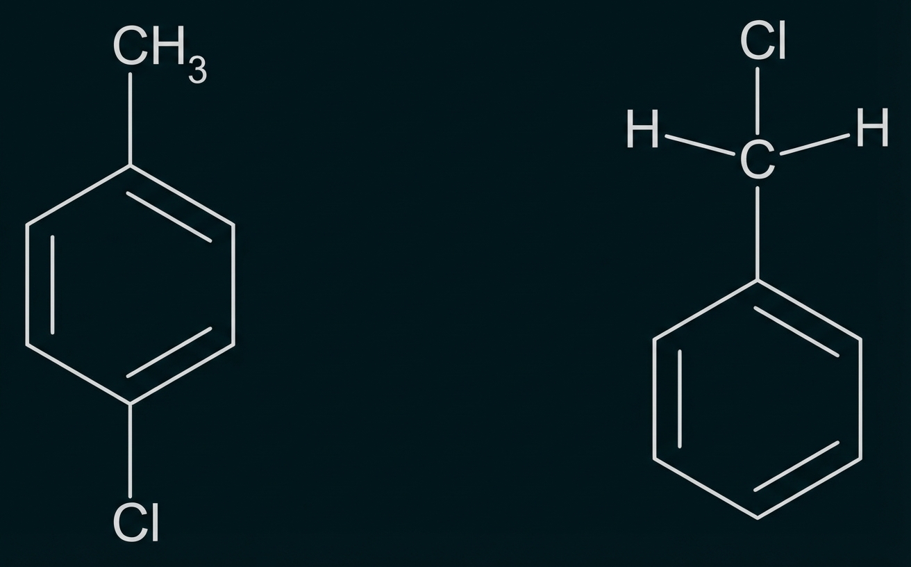 Strukturformel 4-Chlortoluol und Benzylchlorid