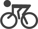 Symbol eines Radfahrers auf einem Fahrrad.
