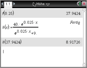 Mathematische Berechnungen mit Funktionen und Ergebnissen in einer Softwareanwendung.