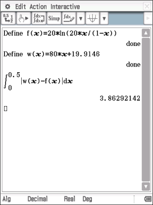 Mathematische Berechnungen in einer Software mit Funktionen und Integralen.