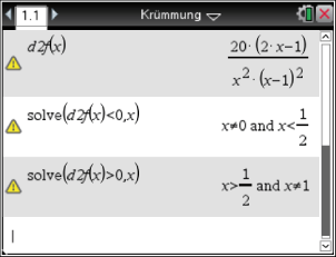 Mathematische Gleichungen und Lösungsansätze zur Krümmung in einer Softwareanwendung.