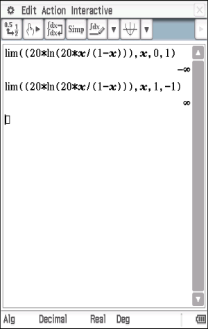 Mathematische Berechnungen mit Grenzwerten in einem Software-Interface.