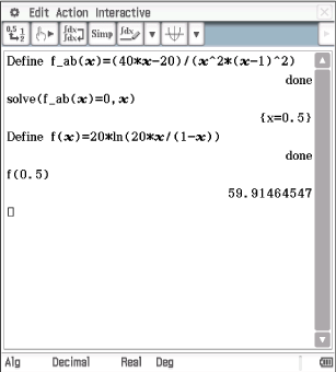 Mathematische Berechnungen in einer Software mit Funktionen und Ergebnissen.