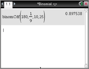 Mathematische Berechnung mit einer Software, die eine binomiale Verteilung anzeigt.