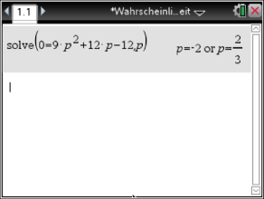 Mathematische Gleichung zur Lösung einer Wahrscheinlichkeit.