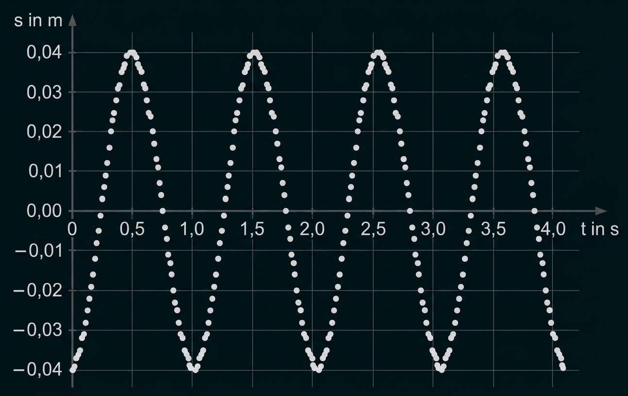 Punktdiagramm einer periodischen Schwingung über der Zeit