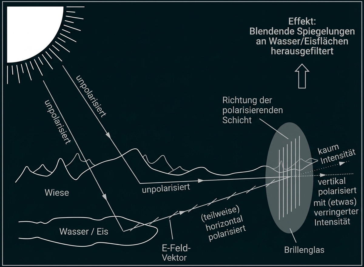 Schaubild der Funktionsweise einer polarisierenden Schicht