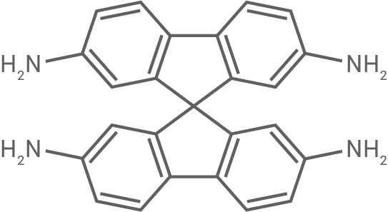 Chemische Struktur eines Moleküls mit Aminogruppen und Benzolringen.