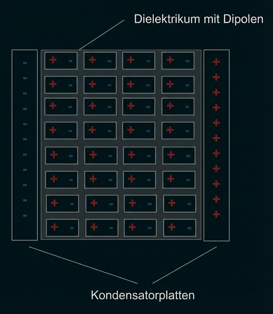Polarisation der Moleküle im Dielektrikum
