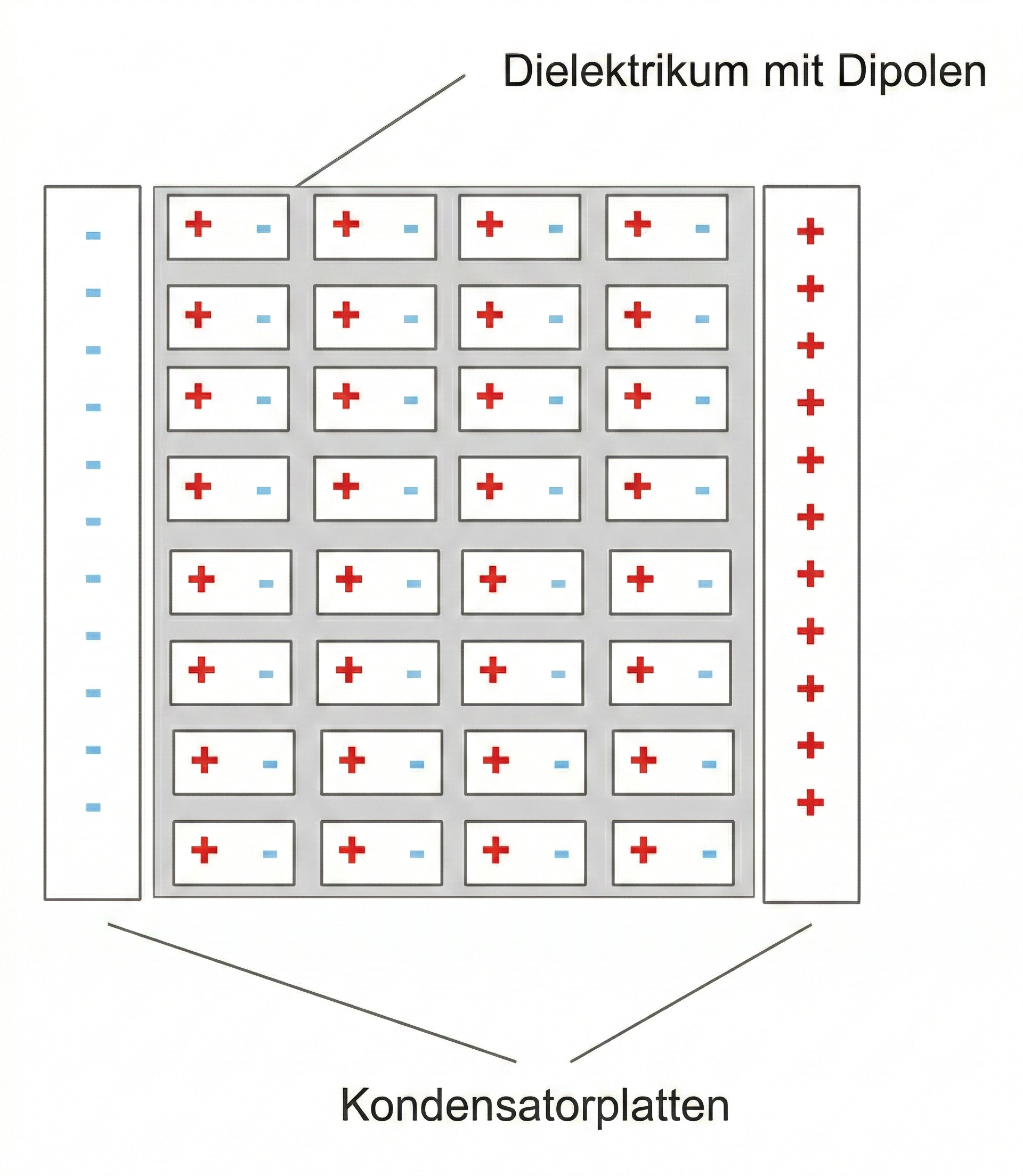 Polarisation der Moleküle im Dielektrikum