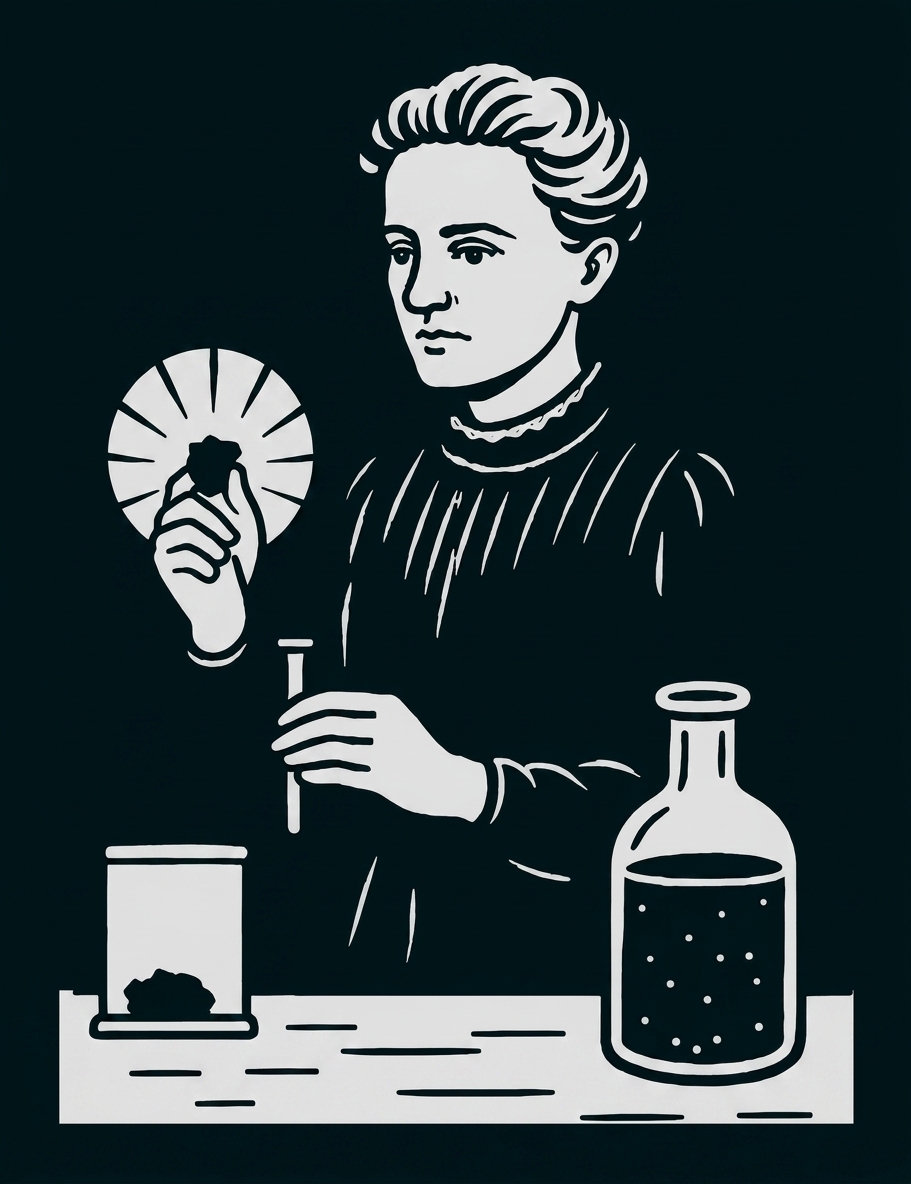 Frau im Labor mit Reagenzglas und Flasche