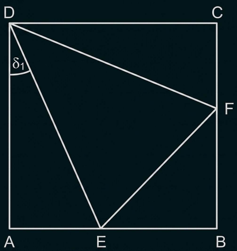 Geometrische Skizze mit Viereck und markiertem Winkel δ1.