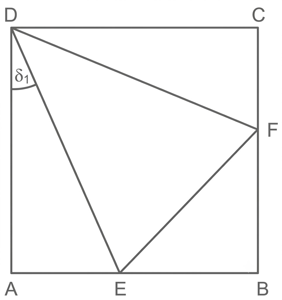 Geometrische Skizze mit Viereck und markiertem Winkel δ1.
