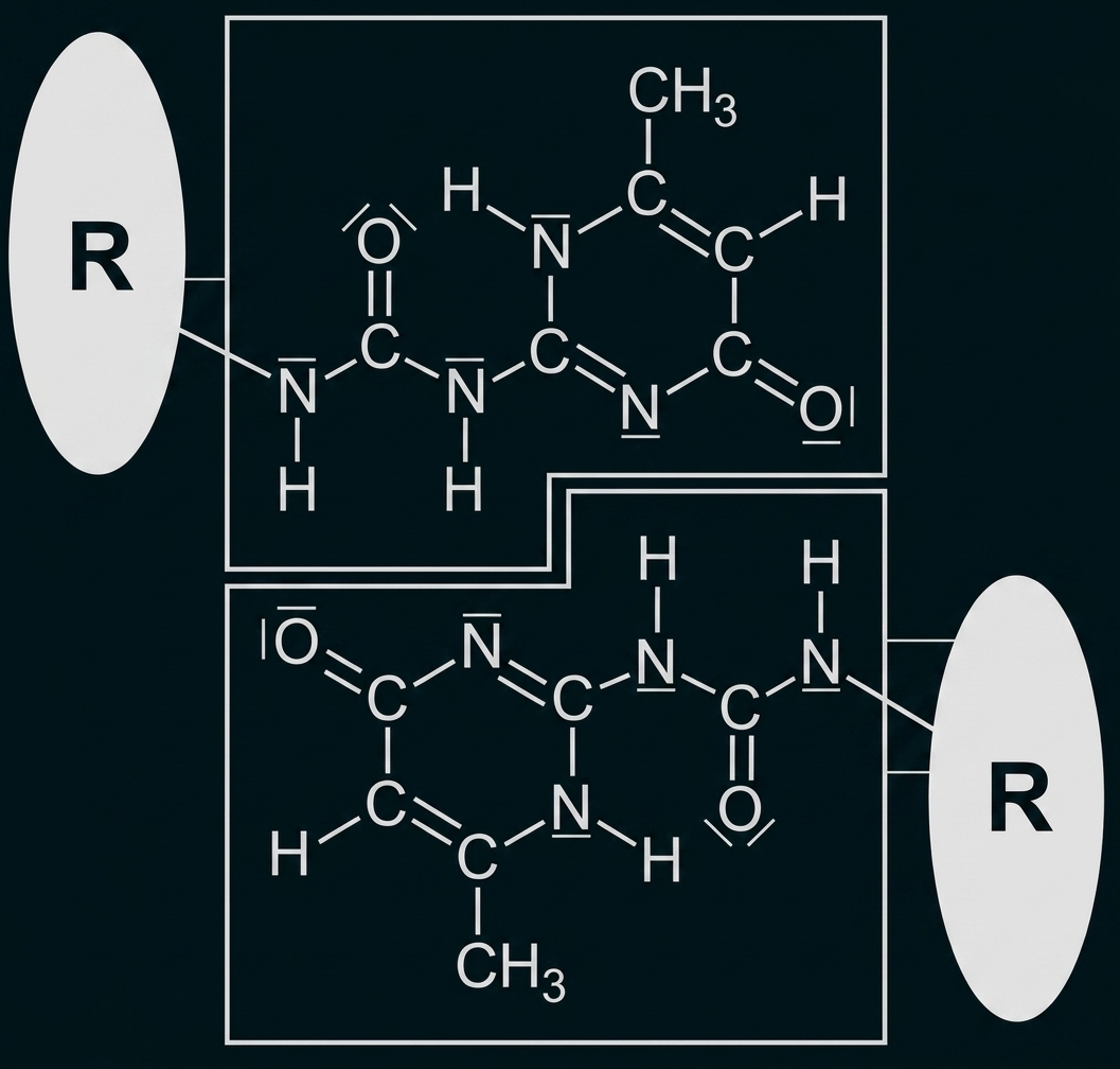Strukturformel und schematische Darstellung eines R-UPy-Dimers