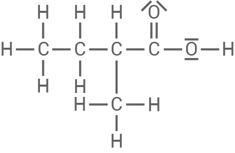 Chemische Strukturformel eines organischen Moleküls mit Kohlenstoff- und Wasserstoffatomen.