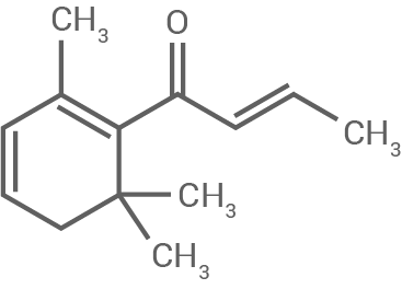 Chemische Strukturformel einer organischen Verbindung mit Kohlenstoff- und Sauerstoffatomen.