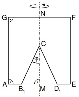 Geometrische Skizze mit Punkten und Winkeln in einem Rechteck
