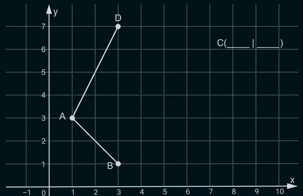 Koordinatensystem mit Punkten A, B, D und einer leeren Beschriftung C.