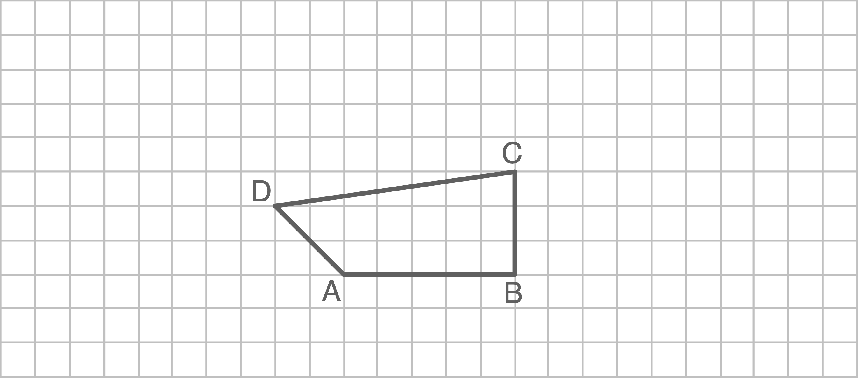 Geometrische Darstellung eines Trapezes mit den Punkten A, B, C und D auf einem Gitterhintergrund.