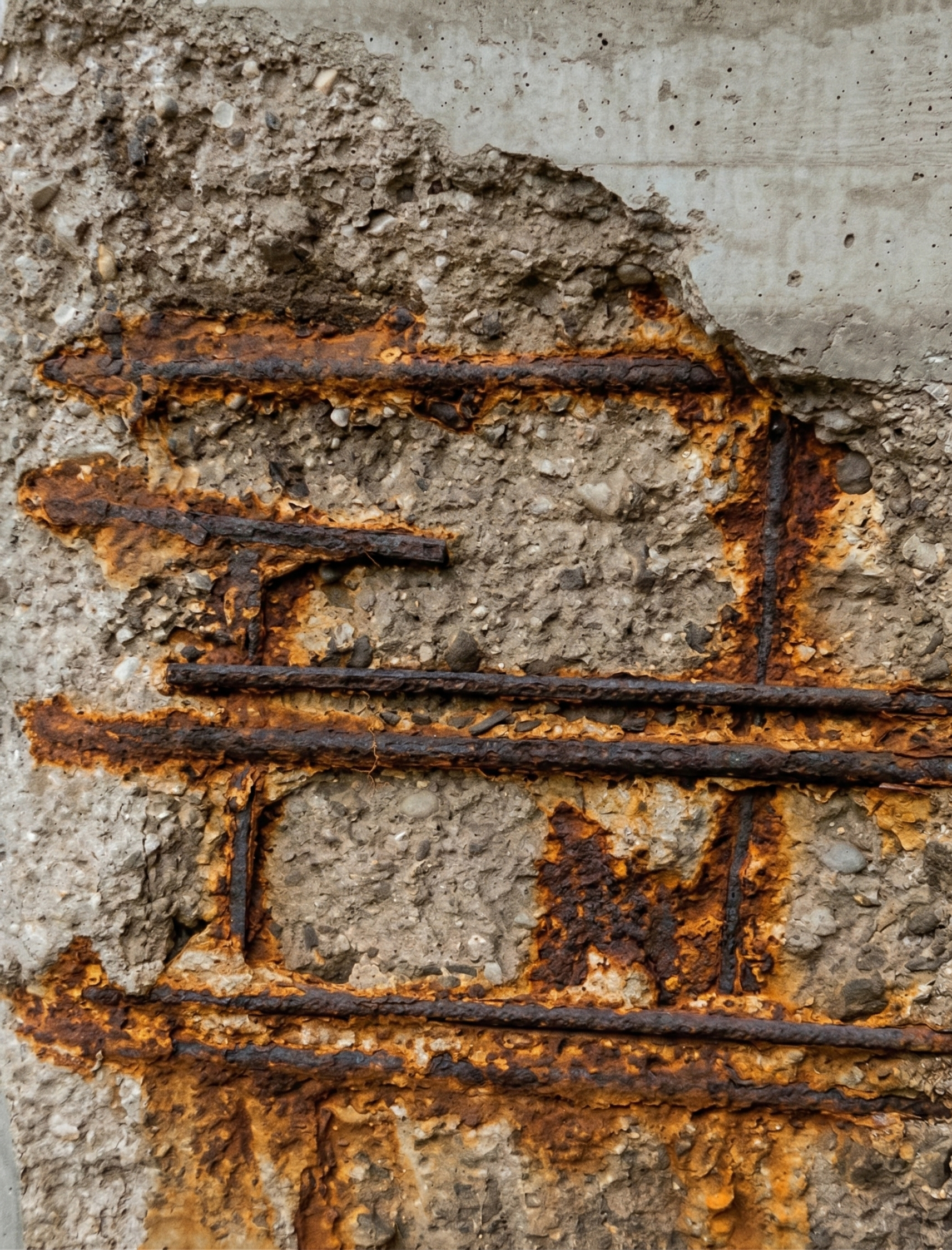 Betonabplatzung durch oxidierte Stahlstäbe