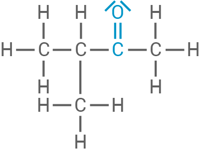 Molekülstruktur mit Kohlenstoff- und Wasserstoffatomen, einschließlich einer funktionellen Gruppe.