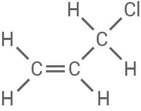 Strukturformel eines organischen Moleküls mit Kohlenstoff, Wasserstoff und Chlor.