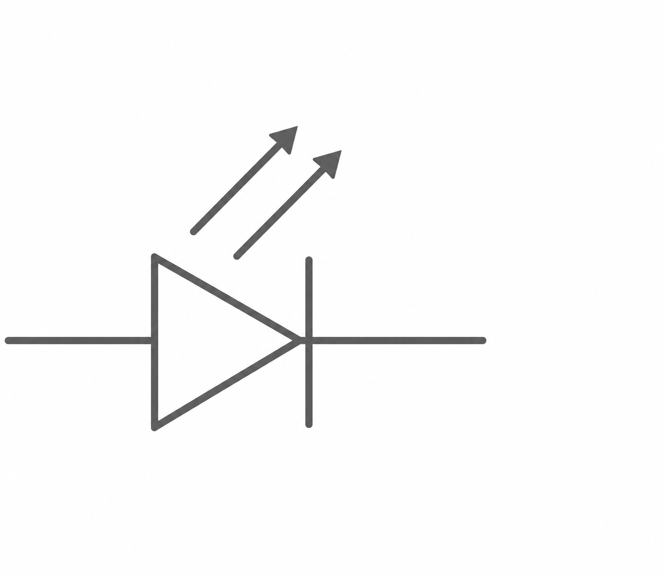 LED-Symbol in einem Schaltkreis mit Pfeilen nach außen