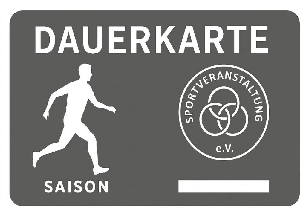 Dauerkarte Saison mit Sportveranstaltung-Logo und Läufer-Silhouette