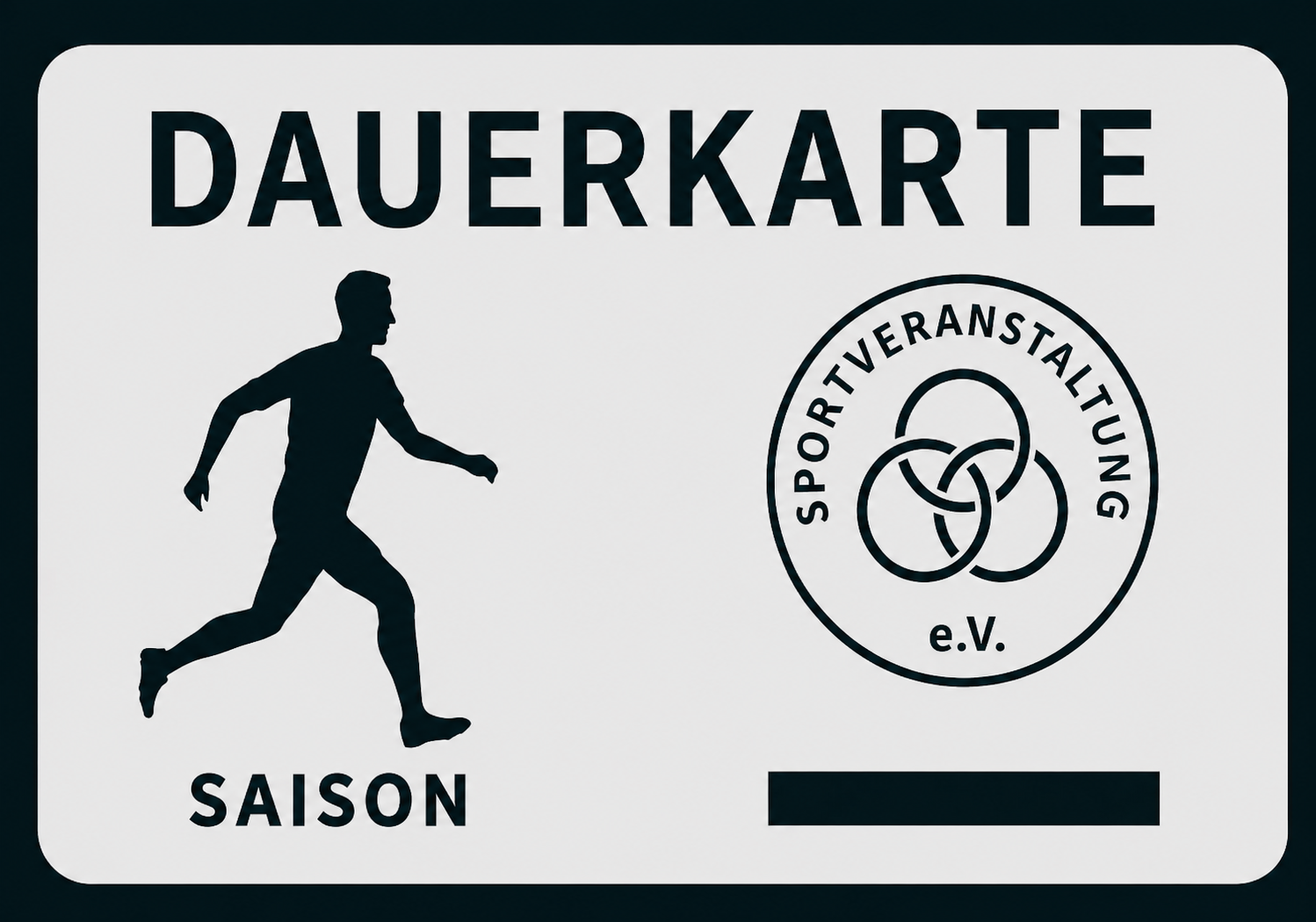 Dauerkarte Saison mit Sportveranstaltung-Logo und Läufer-Silhouette