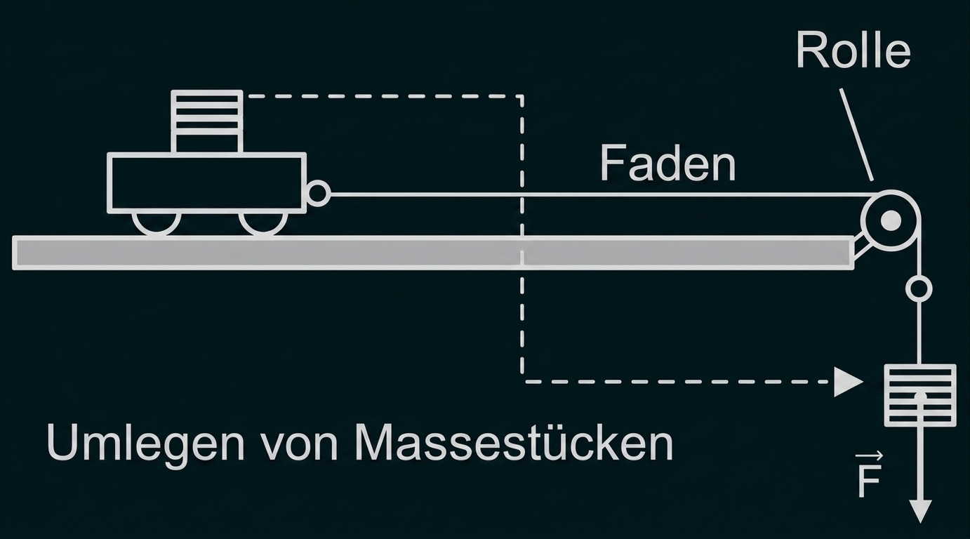 Skizze zum Umlenken von Massenstücken mit Faden und Rolle