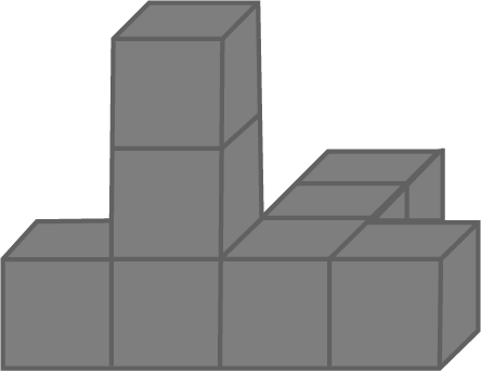 Graue gestapelte Würfel, blockartige Anordnung in Treppen- und L-Form auf weißem Hintergrund