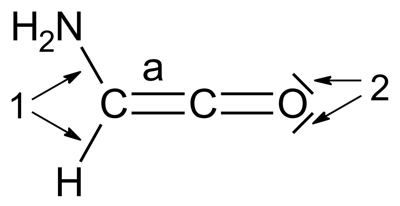 Strukturformel Aminoketen mit markierten Elektronenpaaren