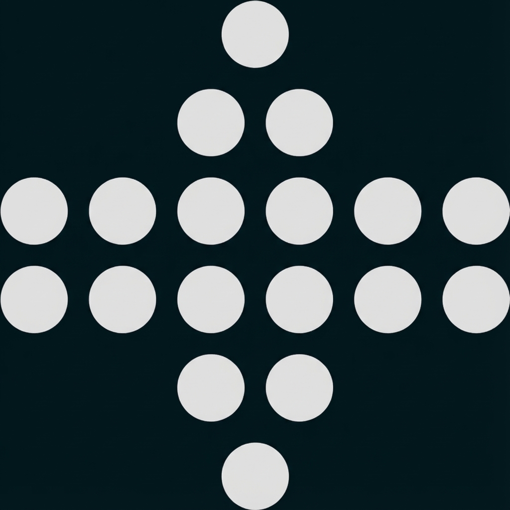 Grau gefüllte Punkte, symmetrisch zu einem Kreuz angeordnet