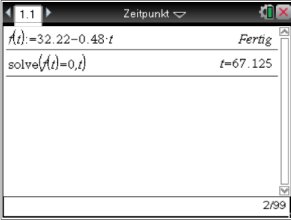 Mathematische Gleichung und Lösung auf einem grafischen Bildschirm dargestellt.
