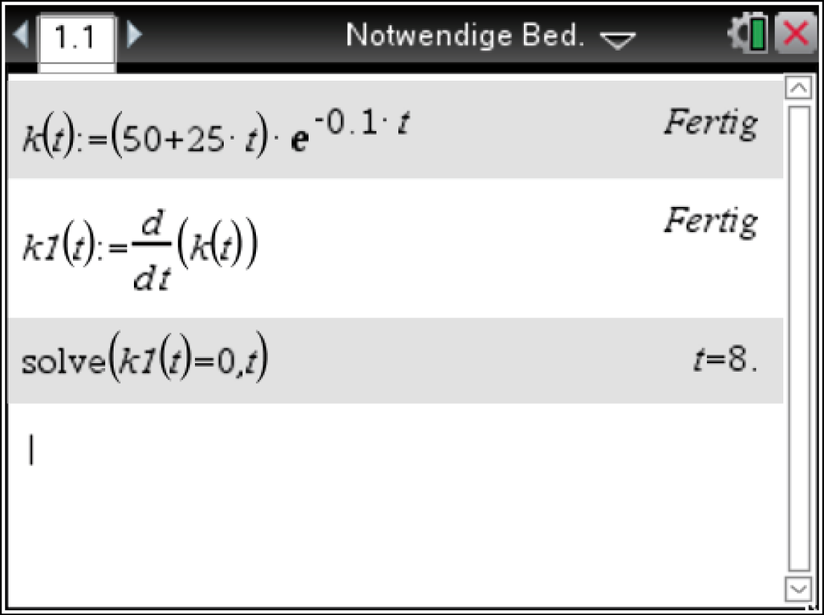 Mathematische Darstellung von Funktionen und deren Ableitungen in einem Software-Tool.
