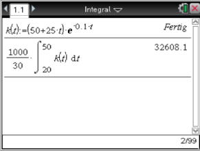 Mathematische Berechnung mit Integral und Funktion auf einem Bildschirm.