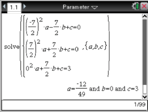 Mathematische Gleichungen und Parameterlösungen auf einem Bildschirm dargestellt.