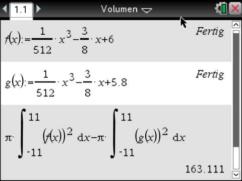 Mathematische Gleichungen und Integrale zur Berechnung von Volumen.