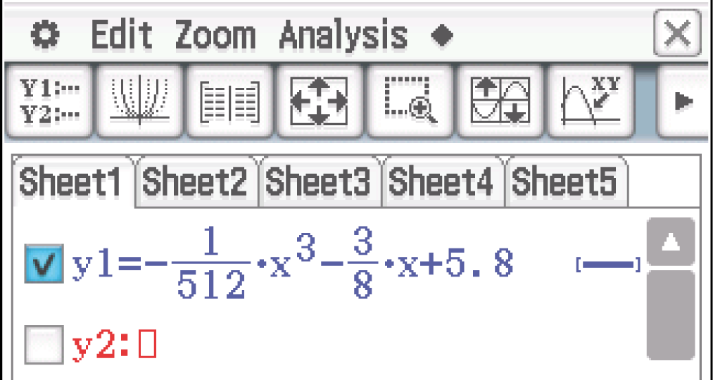 Grafische Darstellung einer mathematischen Funktion in einer Softwareanwendung.