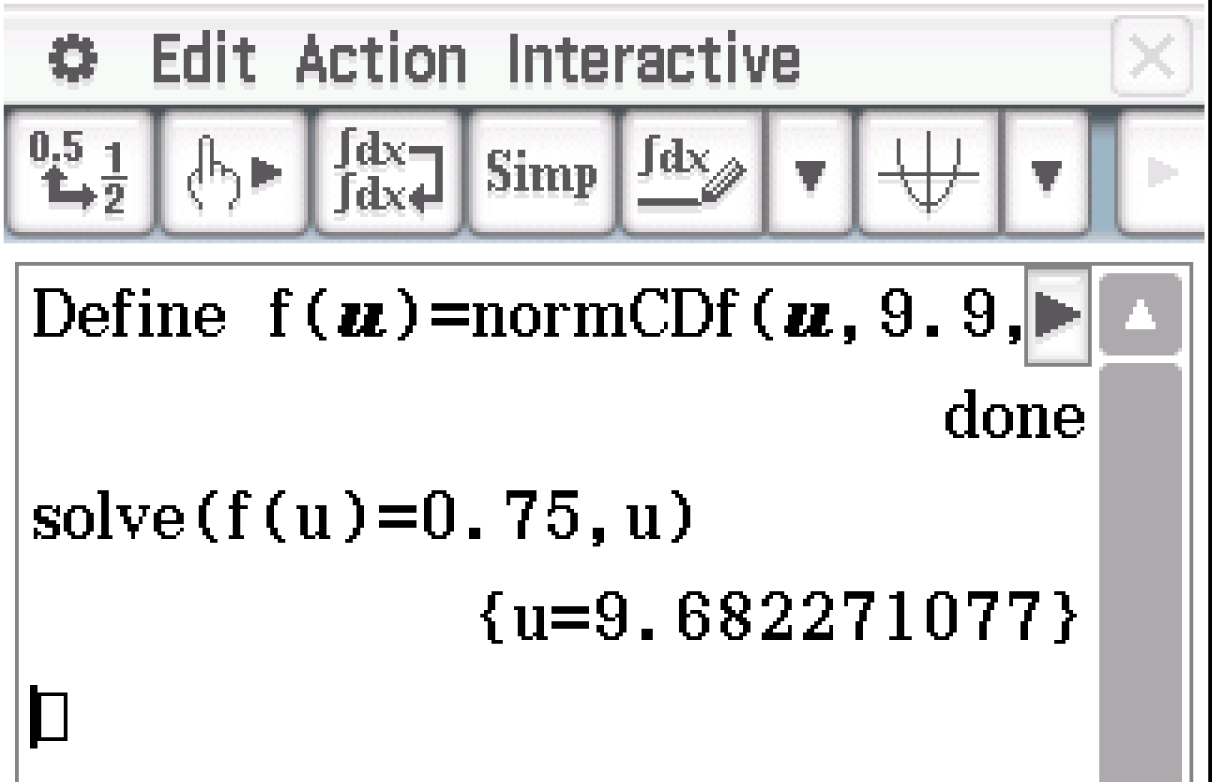 Mathematische Berechnung mit normCDF und Lösung für eine Gleichung.