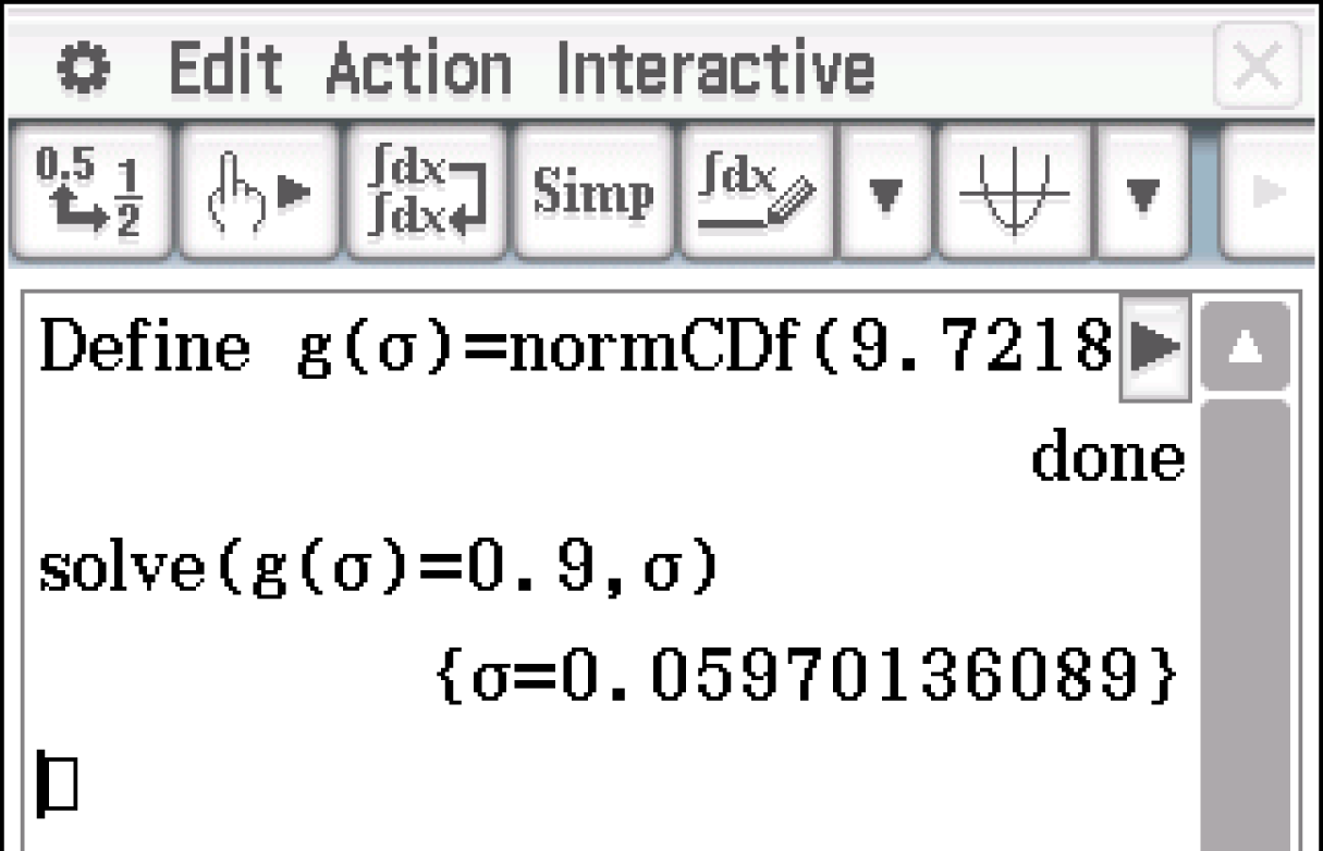 Mathematische Berechnung mit einer Funktion und Lösung für σ in einem Programm.