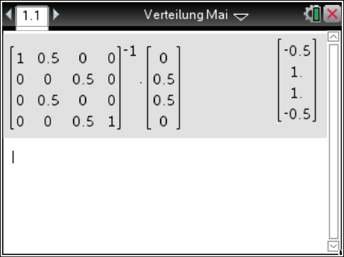 Mathematische Darstellung einer Matrix und ihrer Berechnung im Software-Interface.