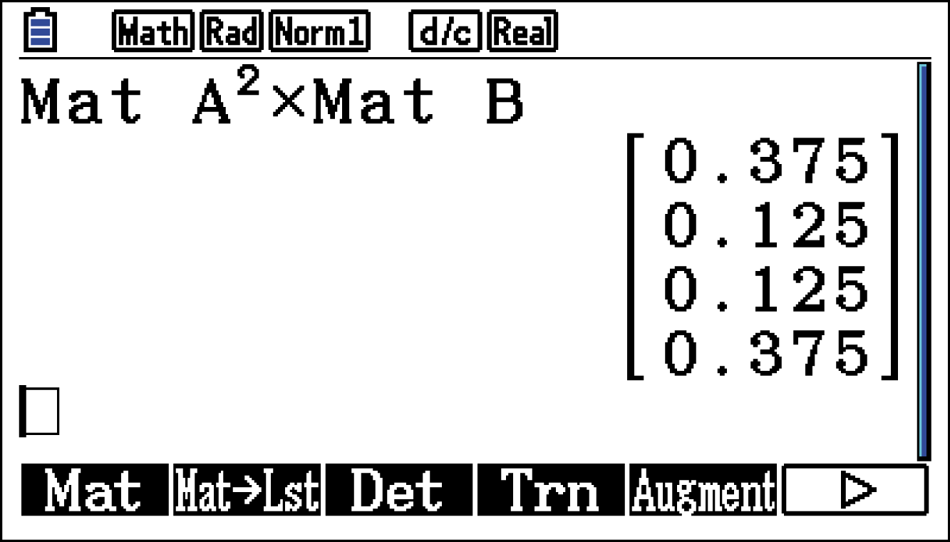 Mathematische Berechnung mit Matrizen auf einem Bildschirm.