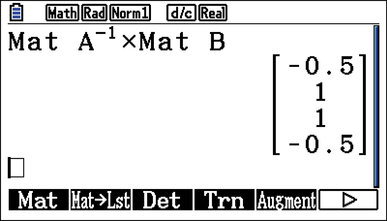 Mathematische Berechnung mit Matrizen auf einem Bildschirm, zeigt Matrixmultiplikation.